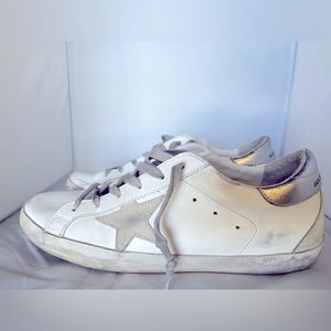Golden Goose Super-Star sneakers w/ silver heel tab/ metal stud letters Size 41